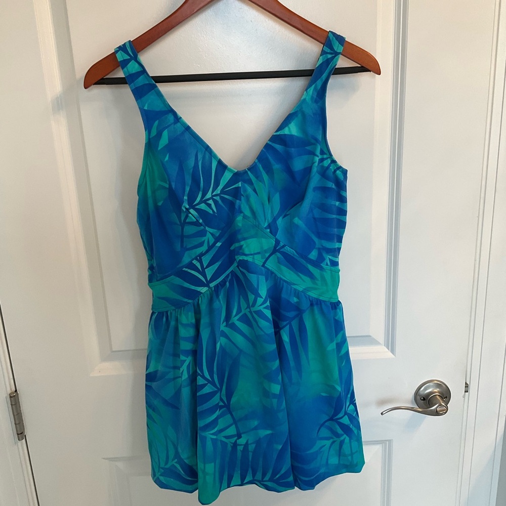 Tropical Blue and Green Bathinh Suit by Maxine sz 16